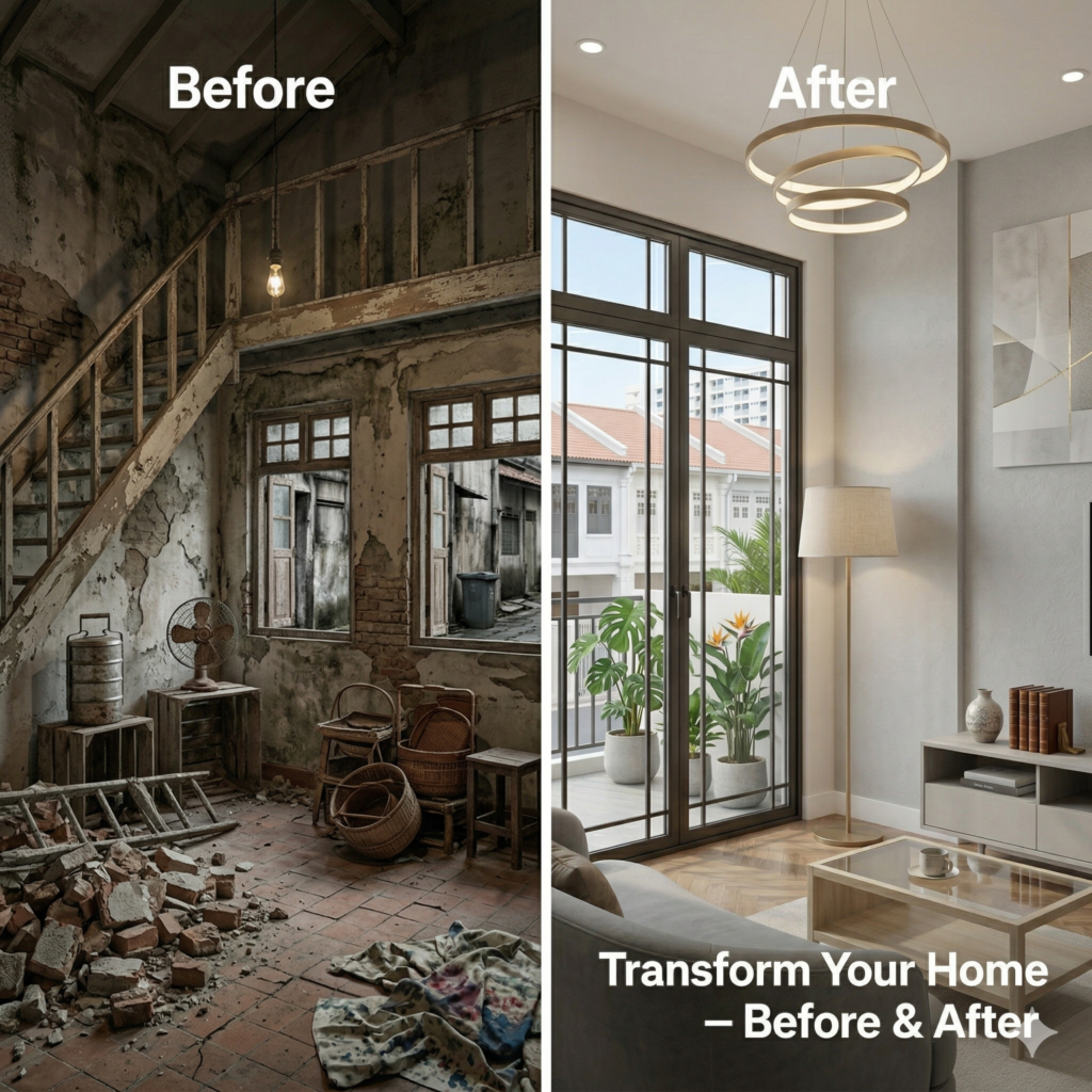 Premium home painting and full house renovation services grid layout in Singapore by Vertex Works