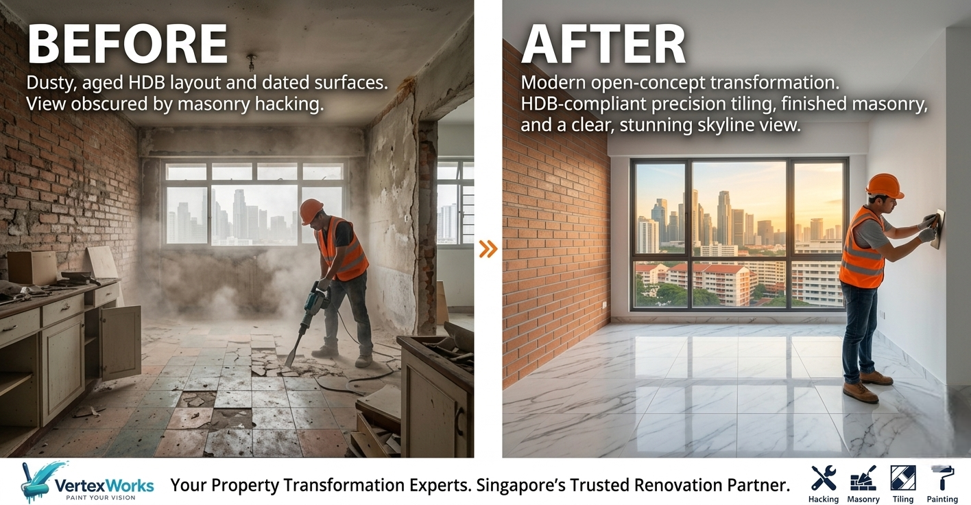 BCA compliant hacking and structural masonry services following Singapore building regulations