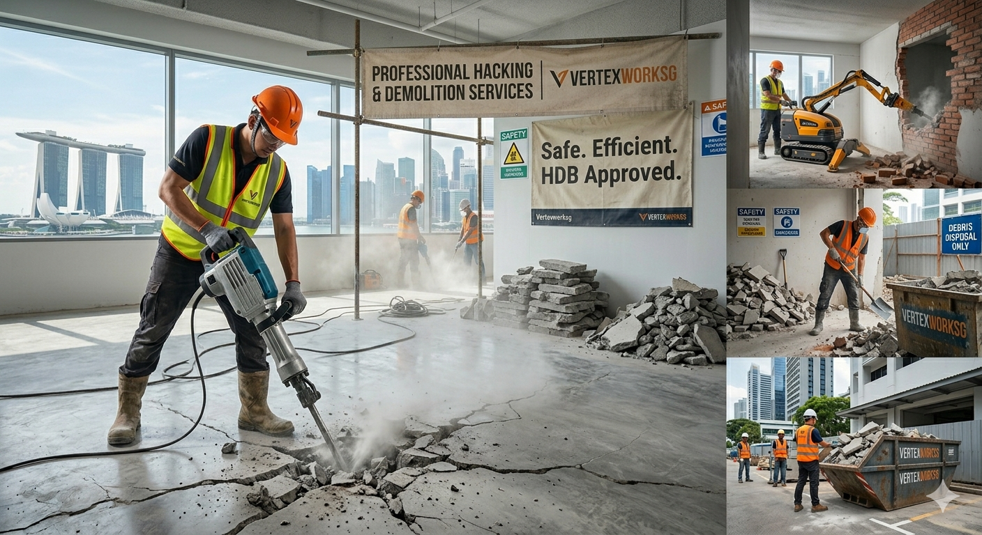 HDB approved hacking services and structural floor demolition in Singapore by Vertex Works