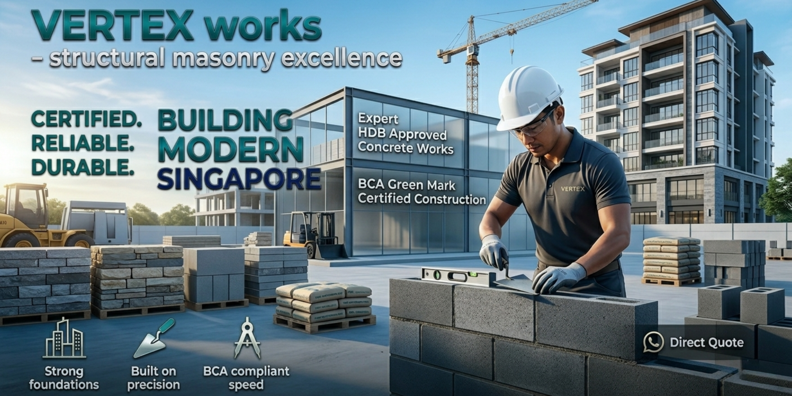 Vertex Works professional building construction and structural masonry contractor in Singapore