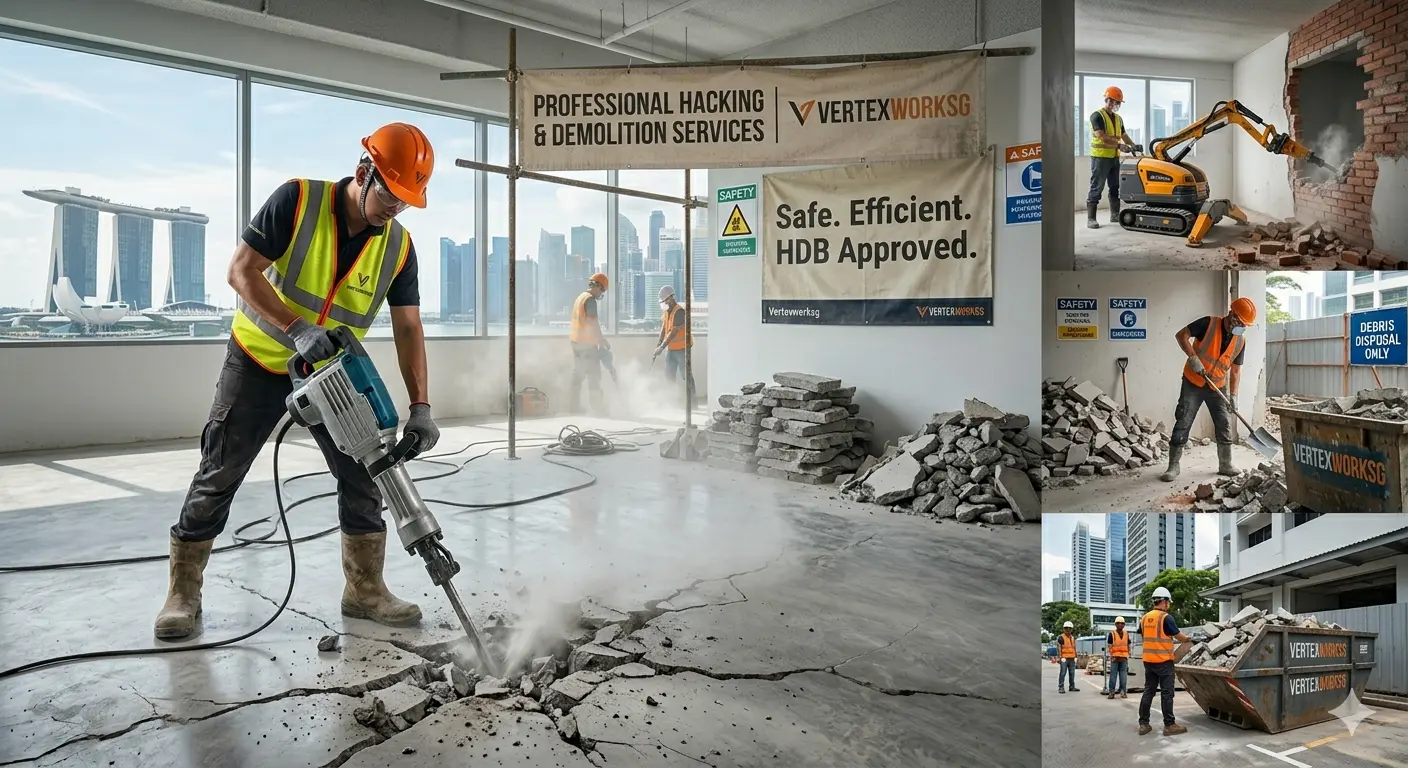 HDB approved hacking services and structural floor demolition in Singapore by Vertex Works